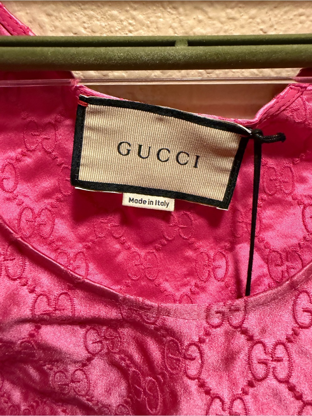 New Gucci GG Logo Pink Silk Cropped Top Bustier Size 40 / US XS - Picture 5 of 10